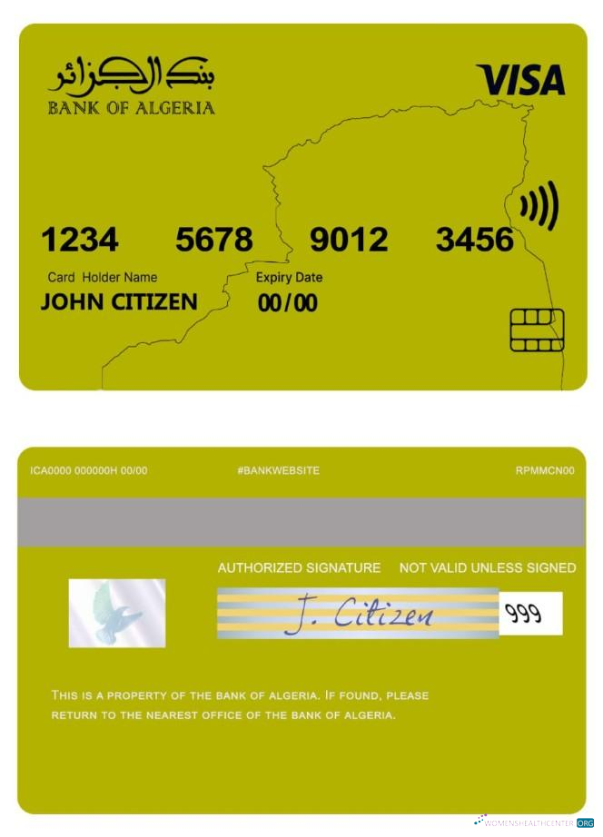 Download Algeria bank of Algeria visa card Photoshop template